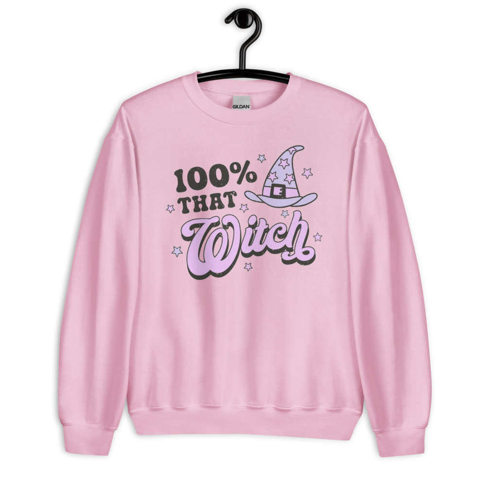 100% That Witch T-Shirt Gift for Halloween - Unisex Heavy Blend Crewneck Sweatshirt-1