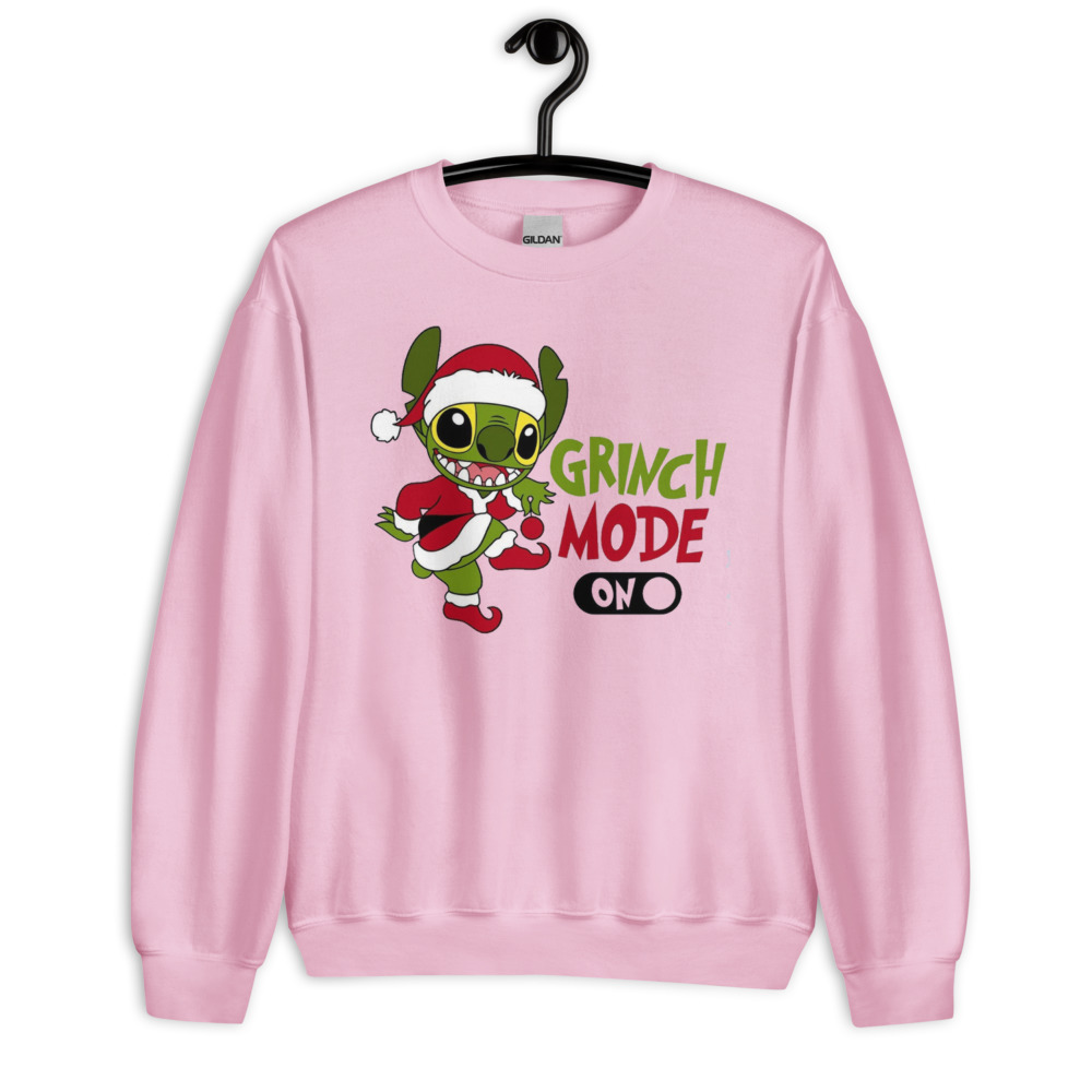 Christmas Stitch Grinch Mode On T-Shirt - Unisex Heavy Blend Crewneck Sweatshirt-1