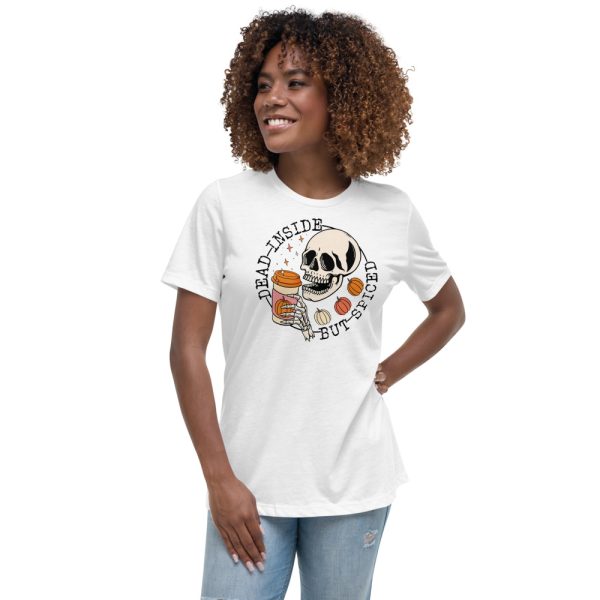 Dead Inside But Spiced Fall shirt Dead Inside Halloween T-Shirt - Women's Relaxed Short Sleeve Jersey Tee