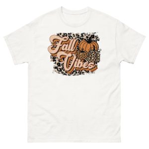 Fall Vibes Leopard Retro Fall Thanksgiving T-Shirt - 500 Men’s Classic Tee Gildan