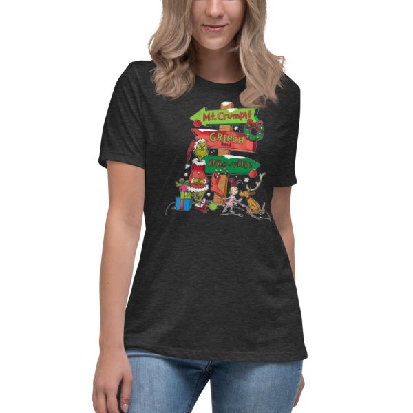 Grinch Road Christmas Family Sweatshirt Mt. Crumpit Shirt - Women's Relaxed Short Sleeve Jersey Tee-1