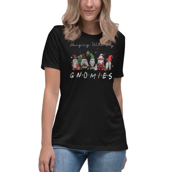 Happy Hallothanksmas Gnomes Merry Christmas Sweatshirt T-Shirt Hoodies - Women's Relaxed Short Sleeve Jersey Tee