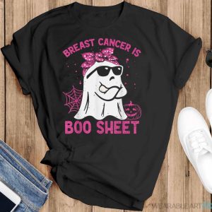 Breast Cancer Is Boo Sheet Breast Cancer Warrior Halloween T-Shirt - Black T-Shirt