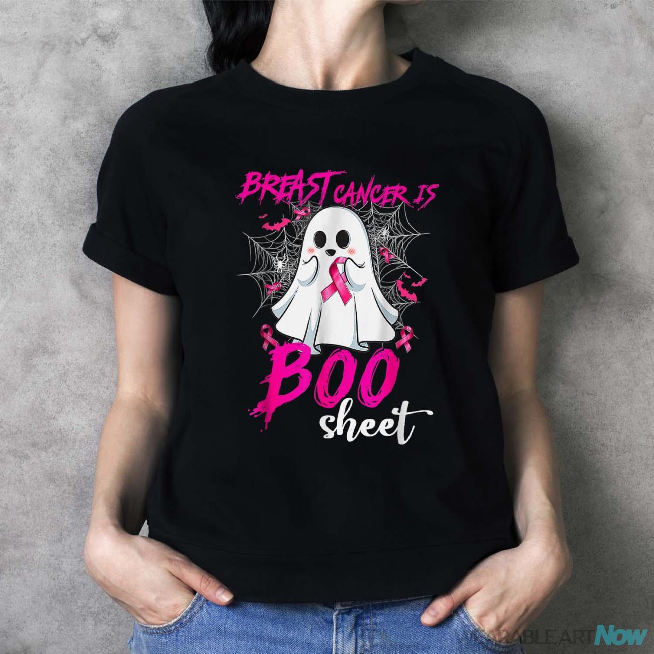 Breast Cancer Is Boo Sheet Halloween Breast Cancer Awareness T-Shirt - Ladies T-Shirt