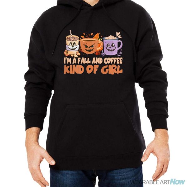 I'm A Fall And Coffee Kind Of Girl Autumn Season Hello Fall Shirt - Men Black Hoodie