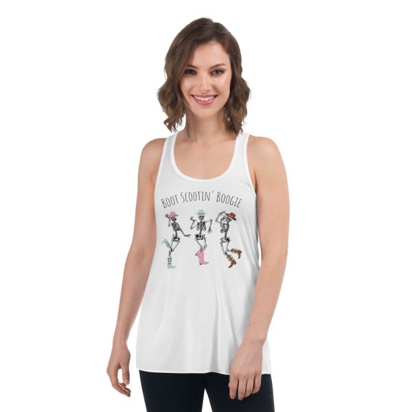 Boot Scootin Boogie Halloween Skeleton T-Shirt - Women's Flowy Racerback Tank