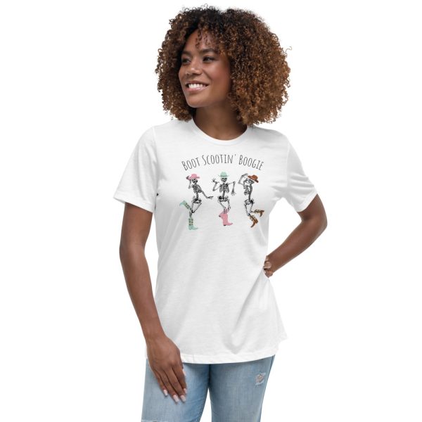 Boot Scootin Boogie Halloween Skeleton T-Shirt - Women's Relaxed Short Sleeve Jersey Tee