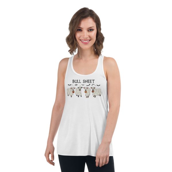 Bull Sheet Halloween Ghost Cow T-Shirt - Women's Flowy Racerback Tank