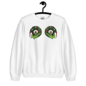 Christmas Grinch Wreath Christmas T-Shirt - Unisex Heavy Blend Crewneck Sweatshirt-2