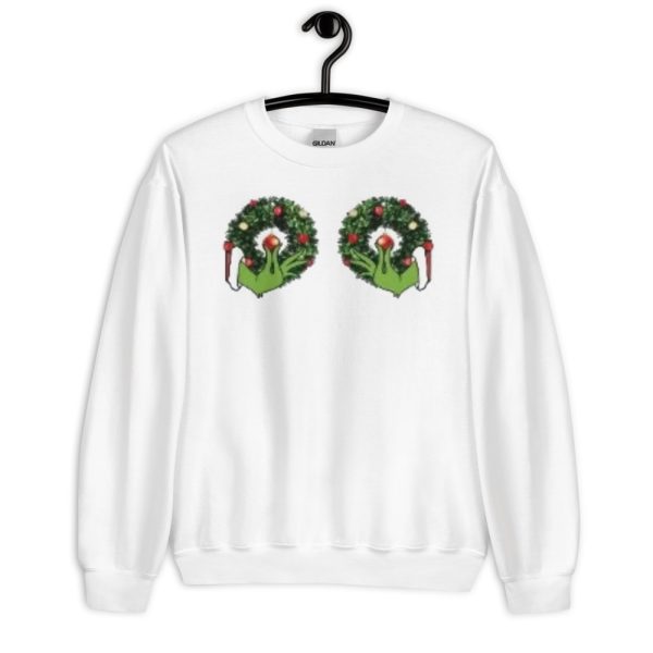 Christmas Grinch Wreath Christmas T-Shirt - Unisex Heavy Blend Crewneck Sweatshirt-2