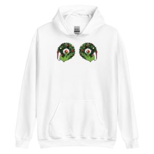 Christmas Grinch Wreath Christmas T-Shirt - Unisex Heavy Blend Hooded Sweatshirt