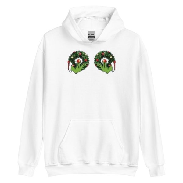 Christmas Grinch Wreath Christmas T-Shirt - Unisex Heavy Blend Hooded Sweatshirt