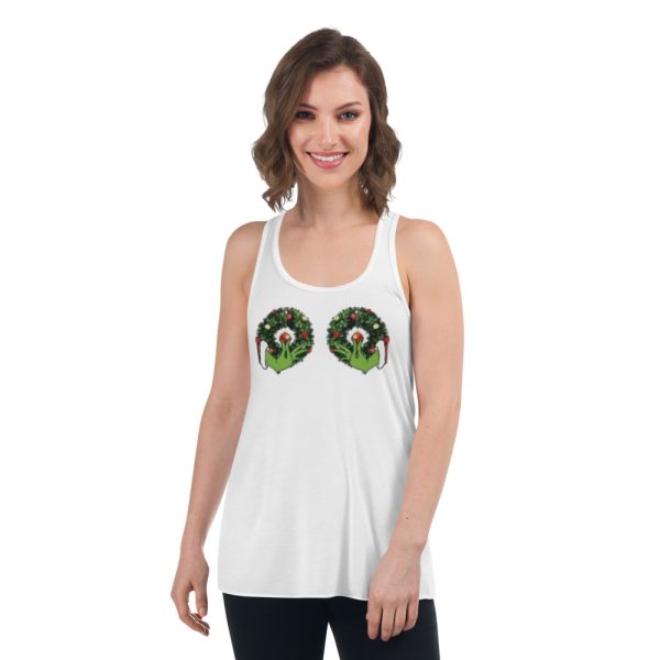 Christmas Grinch Wreath Christmas T-Shirt - Women's Flowy Racerback Tank