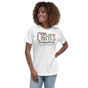 Christmas Lights Are My Favorite Color Christmas Family Matching T-Shirt - Women's Relaxed Short Sleeve Jersey Tee