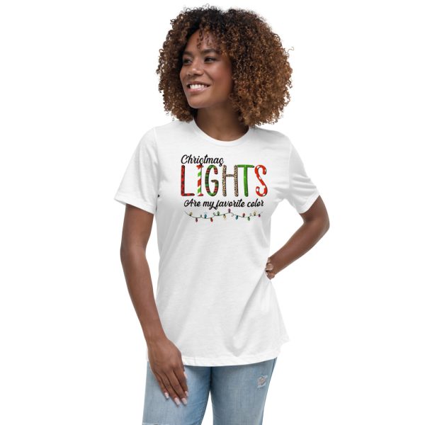 Christmas Lights Are My Favorite Color Christmas Family Matching T-Shirt - Women's Relaxed Short Sleeve Jersey Tee