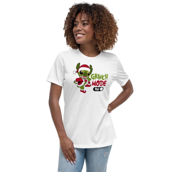 Christmas Stitch Grinch Mode On T-Shirt - Women's Relaxed Short Sleeve Jersey Tee