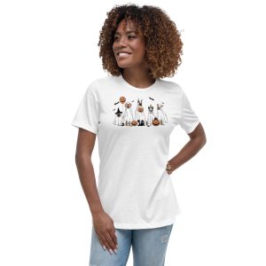 Cute Dogs Cosplay Ghost Halloween Christmas T-Shirt - Women's Relaxed Short Sleeve Jersey Tee