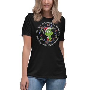 Cute Grinch Christmas T-Shirt - Women's Relaxed Short Sleeve Jersey Tee