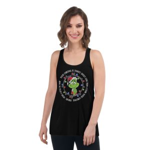 Cute Grinch Christmas T-Shirt - Women's Flowy Racerback Tank