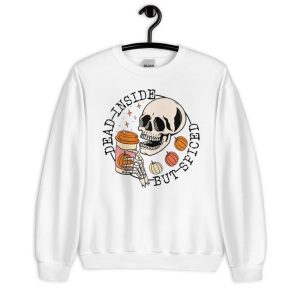 Dead Inside But Spiced Fall shirt Dead Inside Halloween T-Shirt - Unisex Heavy Blend Crewneck Sweatshirt-2