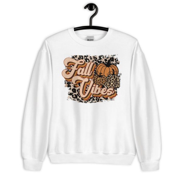 Fall Vibes Leopard Retro Fall Thanksgiving T-Shirt - Unisex Heavy Blend Crewneck Sweatshirt-2