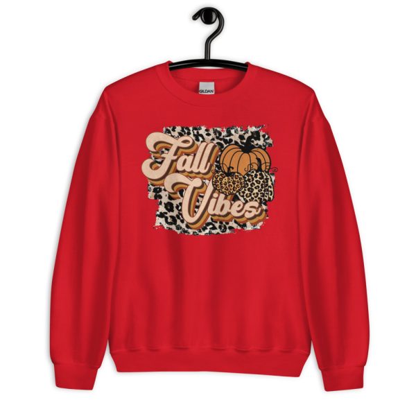 Fall Vibes Leopard Retro Fall Thanksgiving T-Shirt - Unisex Heavy Blend Crewneck Sweatshirt