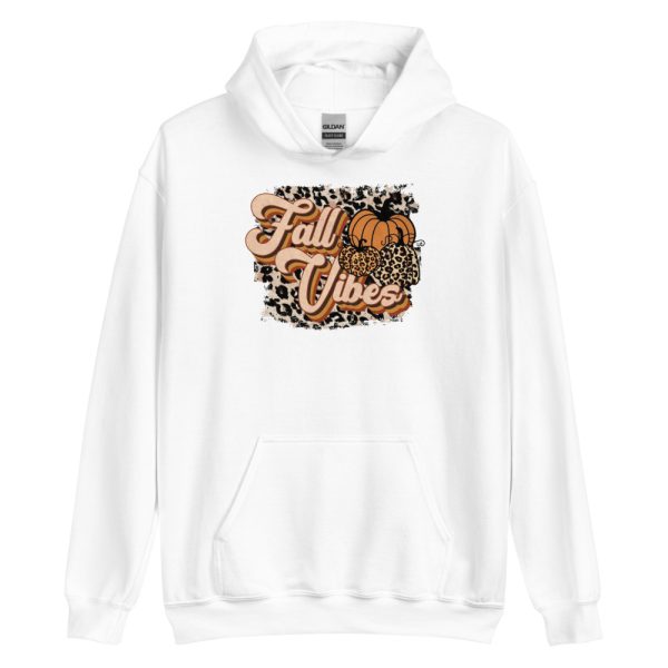 Fall Vibes Leopard Retro Fall Thanksgiving T-Shirt - Unisex Heavy Blend Hooded Sweatshirt