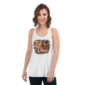 Fall Vibes Leopard Retro Fall Thanksgiving T-Shirt - Women's Flowy Racerback Tank