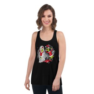 Grinch Santa Merry Grinchmas Christmas T-Shirt - Women's Flowy Racerback Tank