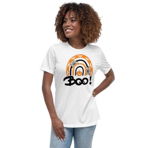 Halloween Boo Halloween Rainbow T-Shirt - Women's Relaxed Short Sleeve Jersey Tee