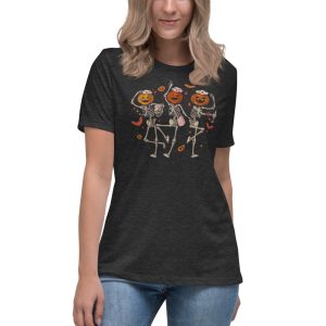 Halloween Nurse Dancing Skeleton Halloween T-Shirt - Women's Relaxed Short Sleeve Jersey Tee-1