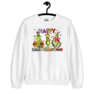 Halloween Thanksgiving Christmas Happy HalloThanksMas T-Shirt - Unisex Heavy Blend Crewneck Sweatshirt-2