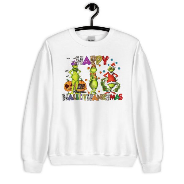 Halloween Thanksgiving Christmas Happy HalloThanksMas T-Shirt - Unisex Heavy Blend Crewneck Sweatshirt-2