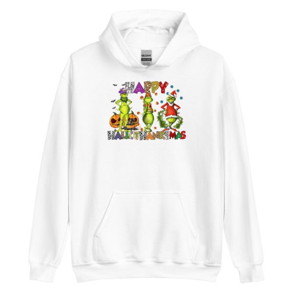 Halloween Thanksgiving Christmas Happy HalloThanksMas T-Shirt - Unisex Heavy Blend Hooded Sweatshirt