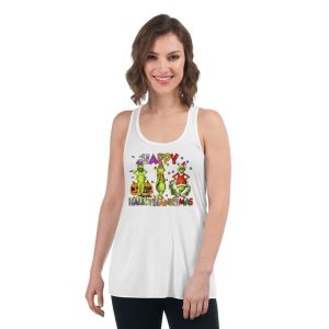 Halloween Thanksgiving Christmas Happy HalloThanksMas T-Shirt - Women's Flowy Racerback Tank