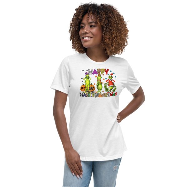 Halloween Thanksgiving Christmas Happy HalloThanksMas T-Shirt - Women's Relaxed Short Sleeve Jersey Tee