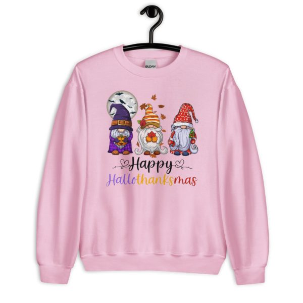 Happy Hallothanksmas Gnomes Halloween Merry Christmas T-Shirt - Unisex Heavy Blend Crewneck Sweatshirt-1