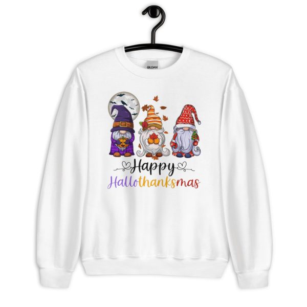 Happy Hallothanksmas Gnomes Halloween Merry Christmas T-Shirt - Unisex Heavy Blend Crewneck Sweatshirt-2