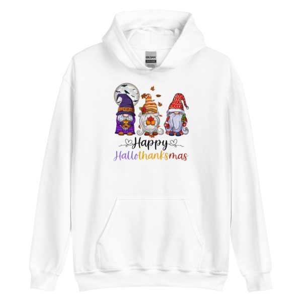 Happy Hallothanksmas Gnomes Halloween Merry Christmas T-Shirt - Unisex Heavy Blend Hooded Sweatshirt