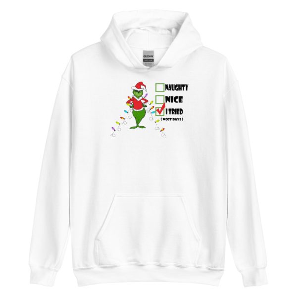 I Tried The Grinch Naughty Nice Tried Christmas T-Shirt - Unisex Heavy Blend Hooded Sweatshirt