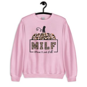 Leopard Milf Man I Love Fall Pumpkin Fall Season T-Shirt - Unisex Heavy Blend Crewneck Sweatshirt-1