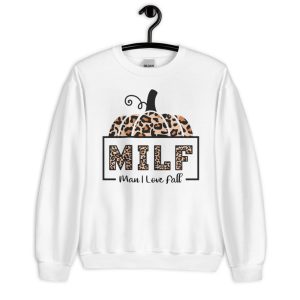 Leopard Milf Man I Love Fall Pumpkin Fall Season T-Shirt - Unisex Heavy Blend Crewneck Sweatshirt-2