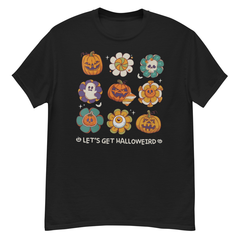 Let'S Get Halloweird Pumpkin Flowers Happy Halloween T-Shirt - G500 Men’s Classic T-Shirt