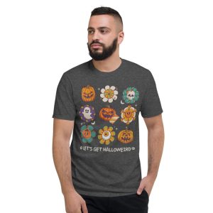 Let'S Get Halloweird Pumpkin Flowers Happy Halloween T-Shirt - Short Sleeve T-Shirt-1