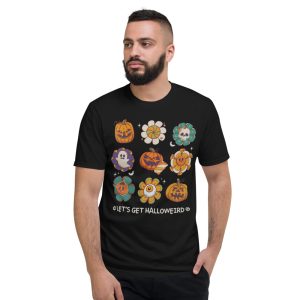 Let'S Get Halloweird Pumpkin Flowers Happy Halloween T-Shirt - Short Sleeve T-Shirt