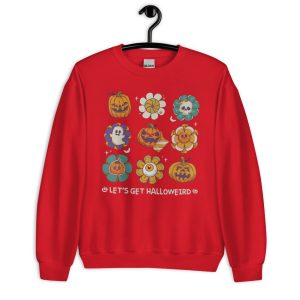 Let'S Get Halloweird Pumpkin Flowers Happy Halloween T-Shirt - Unisex Crewneck Sweatshirt-1