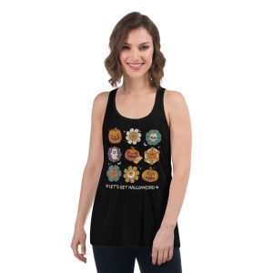 Let'S Get Halloweird Pumpkin Flowers Happy Halloween T-Shirt - Women's Flowy Racerback Tank