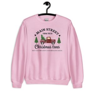 Main Street Christmas Trees Farm Fresh Red Car T-Shirt - Unisex Heavy Blend Crewneck Sweatshirt-1