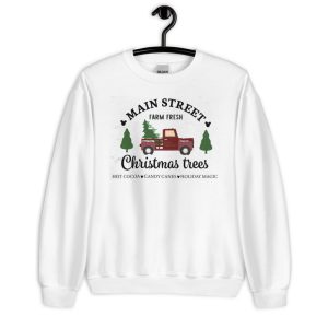 Main Street Christmas Trees Farm Fresh Red Car T-Shirt - Unisex Heavy Blend Crewneck Sweatshirt-2