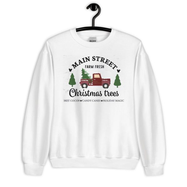 Main Street Christmas Trees Farm Fresh Red Car T-Shirt - Unisex Heavy Blend Crewneck Sweatshirt-2